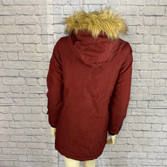 Vera Moda Parka, Faux Fur Collar Excursion Expedition Parka, fire red size XS - Picture 9 of 13